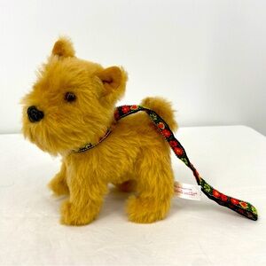 American Girl Dog Julie’s Tan Terrier Pet Floral Multi color Leash Collar 5.5”‎